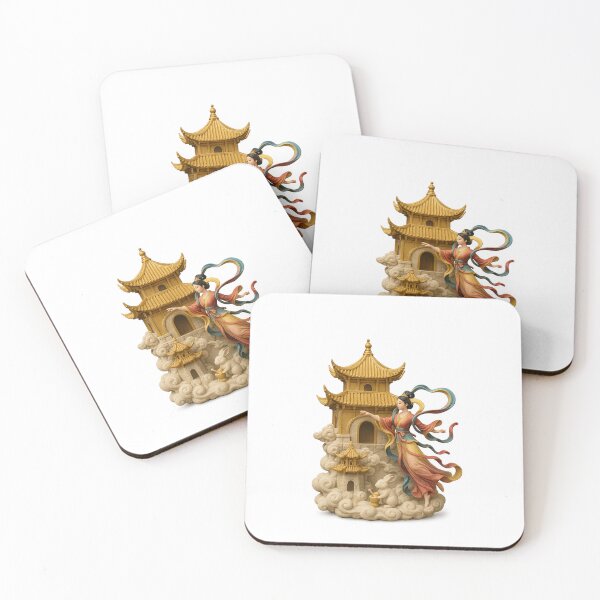 Item preview, Mid autumn festival figure with traditional attire and pagoda, isolated on transparent, AI Generated designed and sold by dvoevnore.
