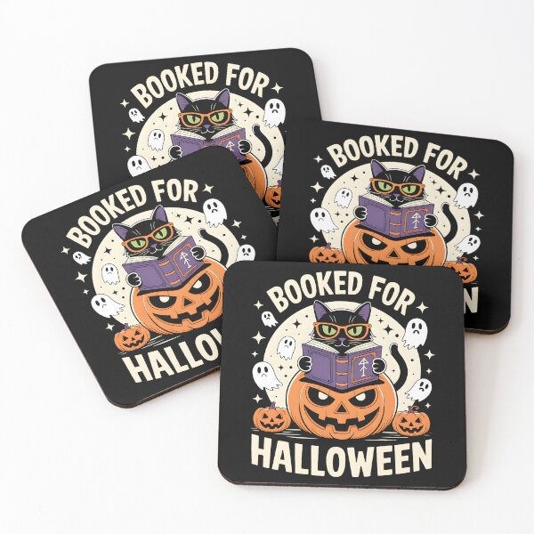 Item preview, Booked For Halloween Black Cat Reading Pumpkin Ghosts Spooky Cute Design designed and sold by NSB-Design.