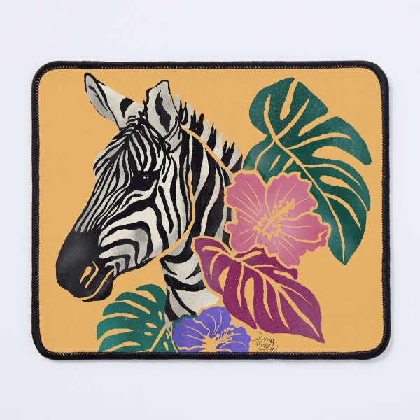 Item preview, Zebra with flowers and tropical leaves - Yellow designed and sold by Srta  Margarita.