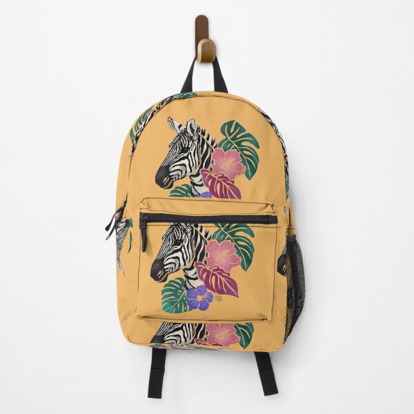 Item preview, Zebra with flowers and tropical leaves - Yellow designed and sold by Srta Margarita.