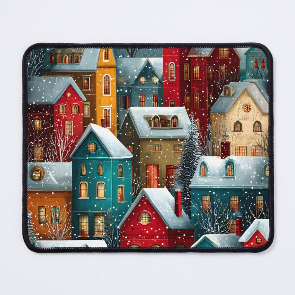 Item preview, Charming Winter Village with Colorful Snowy Homes designed and sold by Artessie.