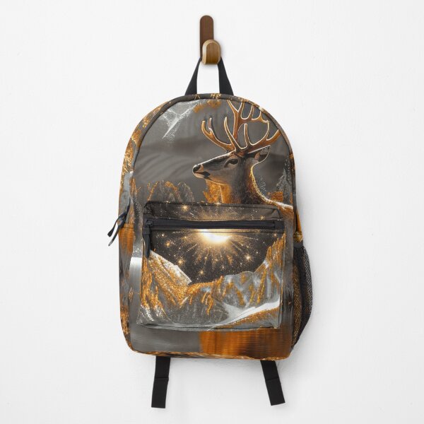 Item preview, Deer in Autumn Mountain Landscape at Night Under Starry sky designed and sold by MargaretWiktor.