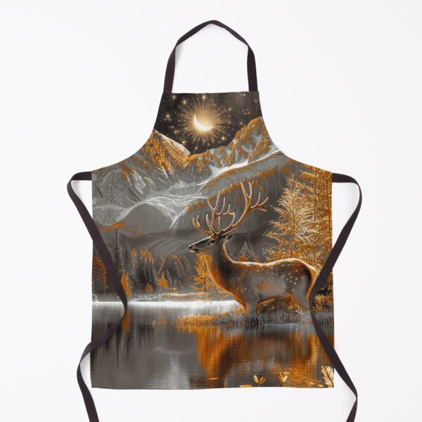 Item preview, Deer in Autumn Mountain Landscape at Night Under Starry sky designed and sold by MargaretWiktor.