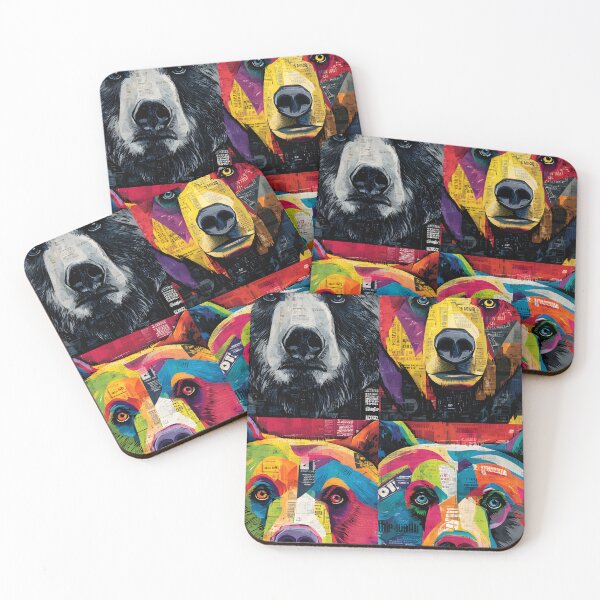 Item preview, Bear Pack United - Vibrant Geometric Portraits with Bold Colors and Textured Layers designed and sold by OlfactoART Studio.