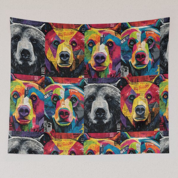 Item preview, Bear Pack United - Vibrant Geometric Portraits with Bold Colors and Textured Layers designed and sold by OlfactoART Studio.