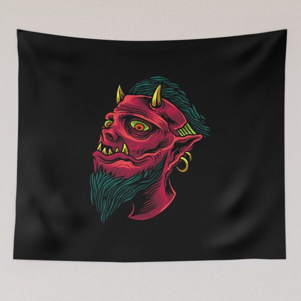 Item preview, Red devil with horns on Halloween designed and sold by Joncasmiart.
