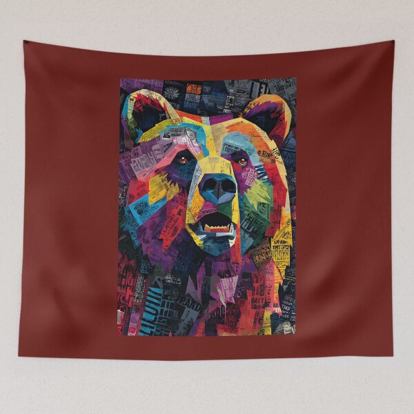 Item preview, Protect the Wild Bear - Dynamic Face Composition with Energetic Shapes and Patterns designed and sold by OlfactoART Studio.