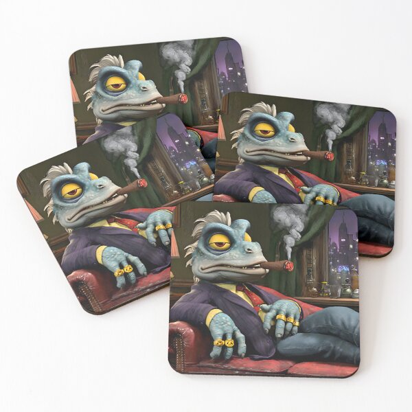 Item preview, Stylish Chameleon  relaxing in a trendy lounge designed and sold by Artessie.