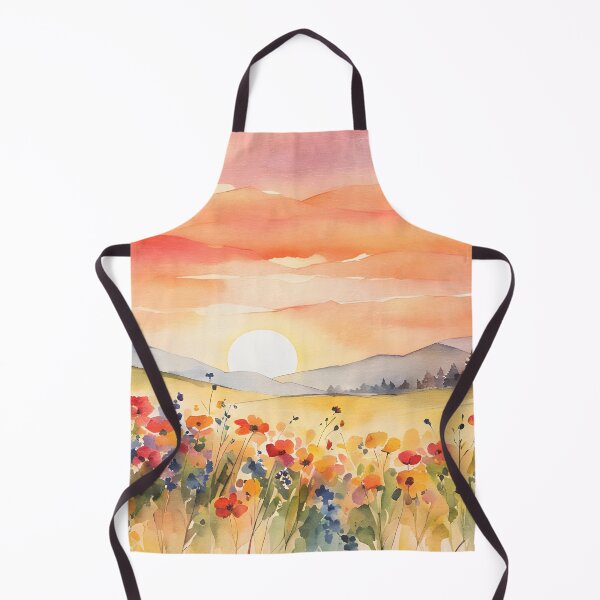 Item preview, Boho wildflowers landscape, Sunset, Sunrise, Mountain Sun, floral designed and sold by ArticraftShop.