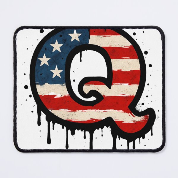 Item preview, Letter Q urban graffiti with USA flag – Street art style designed and sold by coeurdelion50.