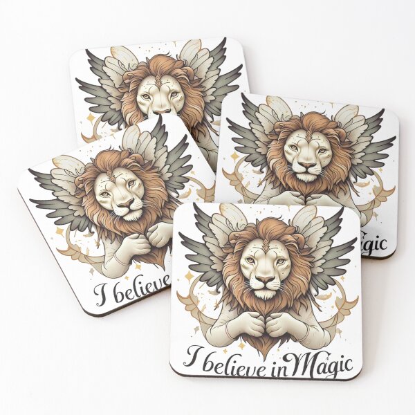 Item preview, I Believe in Magic – Mystical Winged Lion Art designed and sold by Wizard Cat Creations .