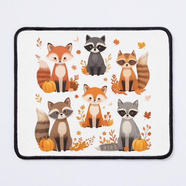 Item preview, Autumn cute fox and raccoon designed and sold by CuteBeastArt.