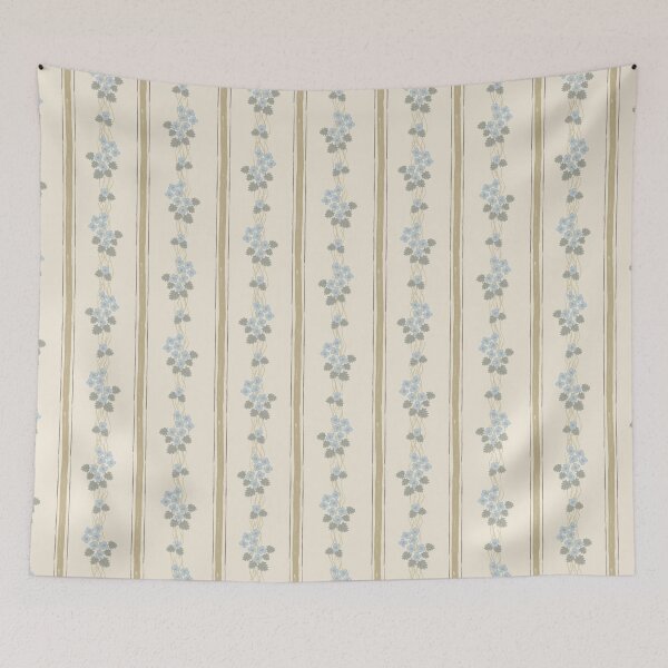 Item preview, Little Blue Flowers with gold stripes designed and sold by Hanna McCown.