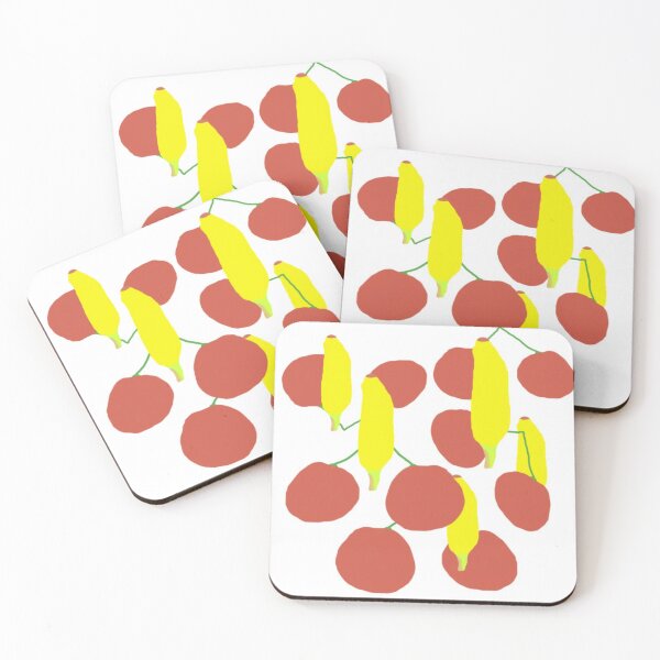 Item preview, Cherries on Green Stems and banana: Bright Red Fruit Cluster for Fresh, Natural Food and Health Theme designed and sold by Beautiful art store.