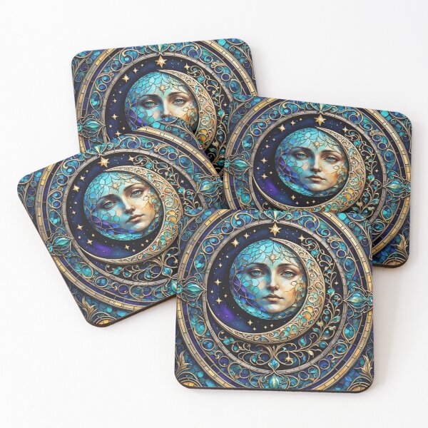 Item preview, Blue Luna- moon maiden stained glass style  designed and sold by FloatingGardens.