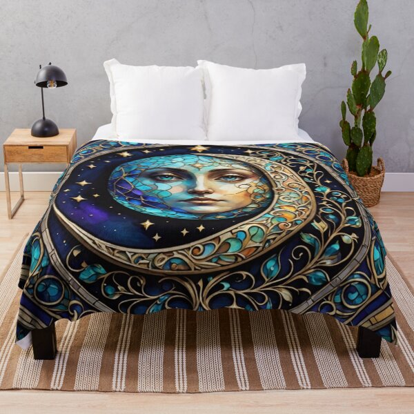 Item preview, Blue Luna- moon maiden stained glass style designed and sold by FloatingGardens.