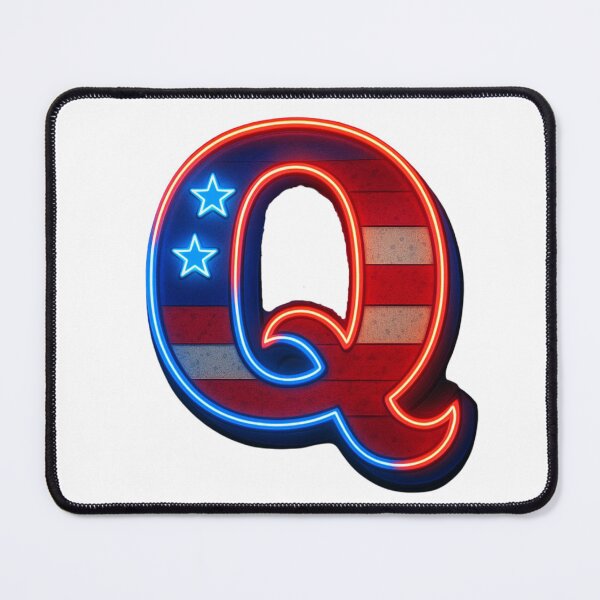 Item preview, Neon graffiti letter Q with USA flag - light sign style designed and sold by coeurdelion50.