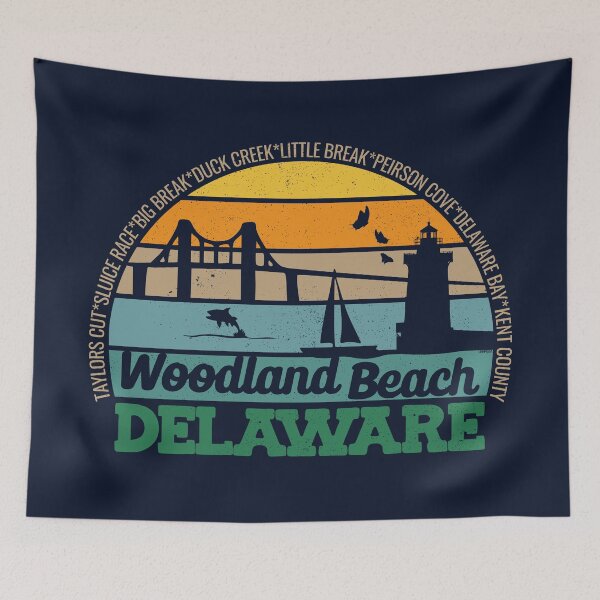 Item preview, Woodland Beach Delaware Retro Sunset Local Pride Logo  designed and sold by CRHPOD20.