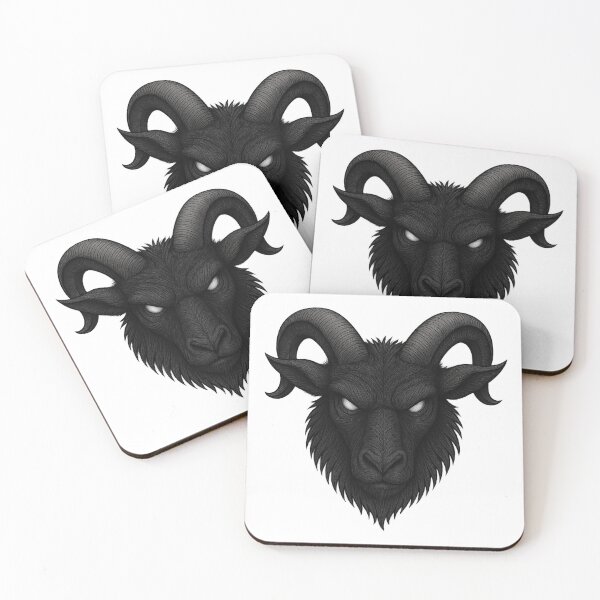 Item preview, Black Phillip Goat – White Eyes Occult Horror Illustration designed and sold by HexedHibiscus.
