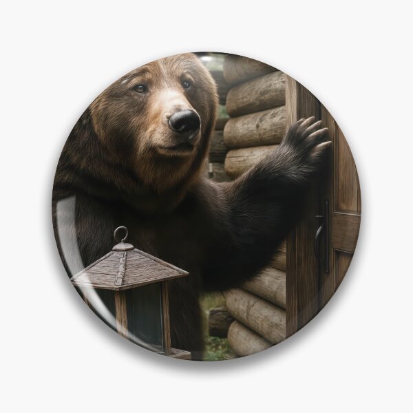 Item preview, Bear Holding a Bird Feeder By a Door designed and sold by Maria Dryfhout.