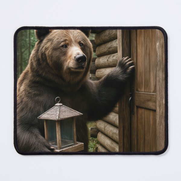 Item preview, Bear Holding a Bird Feeder By a Door designed and sold by Maria Dryfhout.