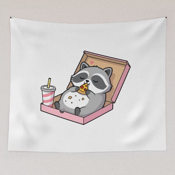Item preview,  Cute Raccoon Drink and Eating Pizza Slice Kawaii Foodie Design Gift designed and sold by Snuggle Paws⭐⭐⭐⭐⭐.