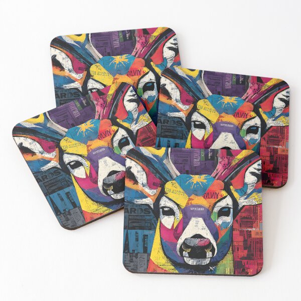 Item preview, Urban Deer Spirit - Dynamic Colorful Face with Textured Patterned Layers designed and sold by OlfactoART Studio.