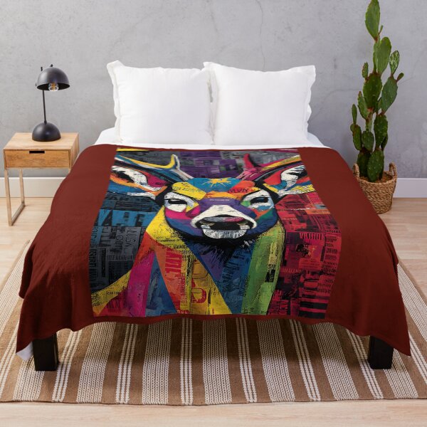 Item preview, Urban Deer Spirit - Dynamic Colorful Face with Textured Patterned Layers designed and sold by OlfactoART Studio.