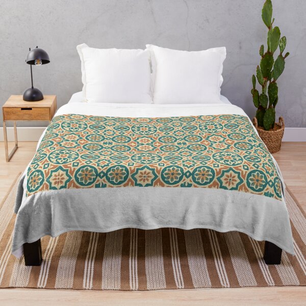 Item preview, Moroccan Tile Mosaic Pattern – Teal, Terracotta & Cream Bohemian designed and sold by DailyDrivesct.