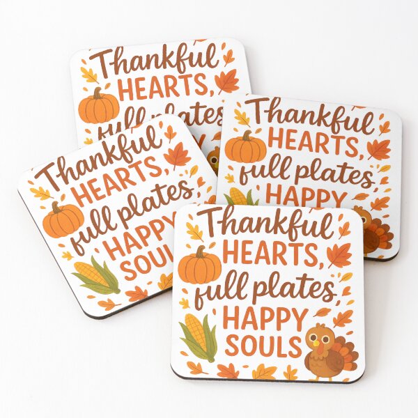 Item preview, Thankful Hearts Full Plates Happy Souls | Cute Thanksgiving Turkey Quote designed and sold by nivadaofficiel2.