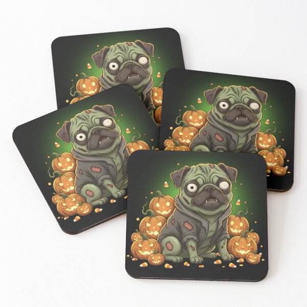 Item preview, Zombie Pug Halloween Streetwear | Cute Dog with Pumpkins & Candy Corn designed and sold by Plotwear.