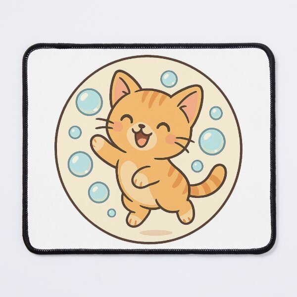 Item preview, Playful Munchkin Cat with Bubbles – Cute Cartoon designed and sold by CaliLuminos.