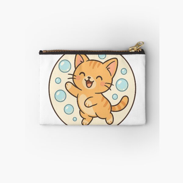 Item preview, Playful Munchkin Cat with Bubbles – Cute Cartoon designed and sold by CaliLuminos.