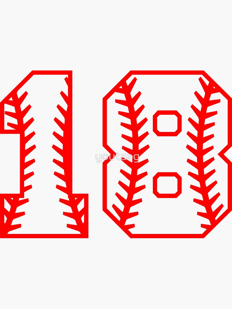 "Baseball Number 18" Sticker for Sale by youtaag Redbubble