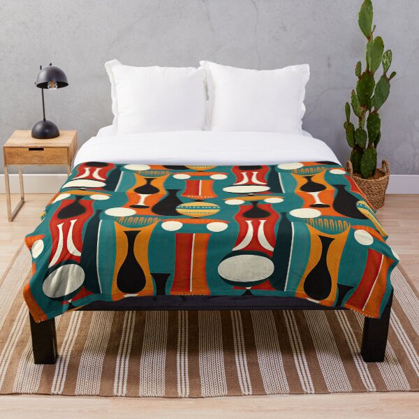 Aperçu de l'œuvre Moderne danois du milieu du siècle, abstrait bleu rouge or créée et vendue par CraftedHome.