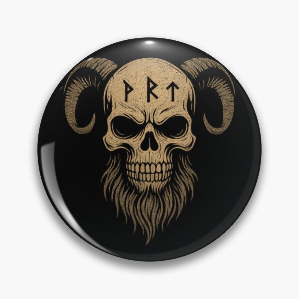 Item preview, Runed Skull – Viking Skull with Elder Futhark Runes designed and sold by DreamMachine69.