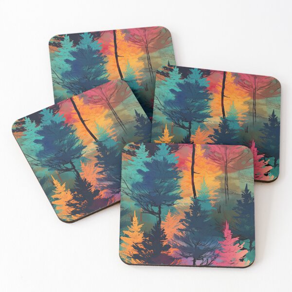 Item preview, Fiery Forest Blues Pinks Yellows designed and sold by CraftedHome.