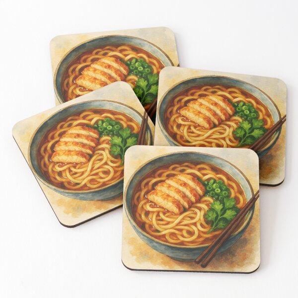 Item preview, Chicken Udon Soup – Asian Food Watercolor Illustration designed and sold by EmeraldeaArt.