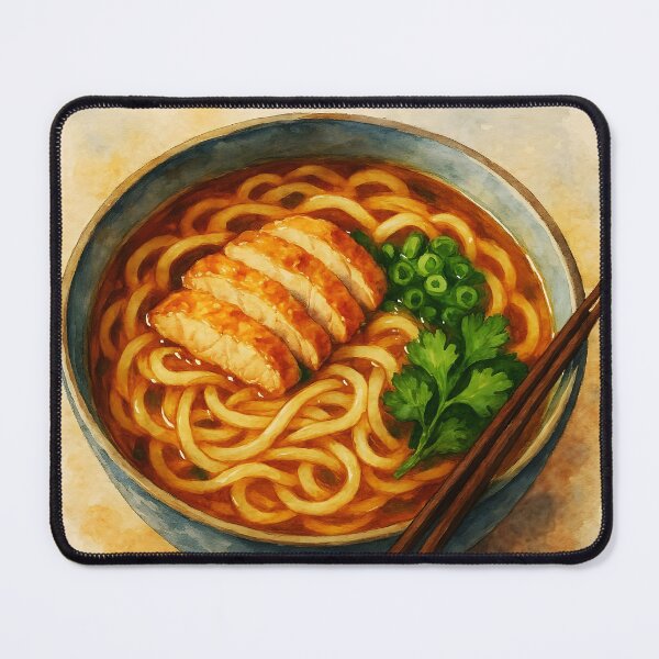 Item preview, Chicken Udon Soup – Asian Food Watercolor Illustration designed and sold by EmeraldeaArt.