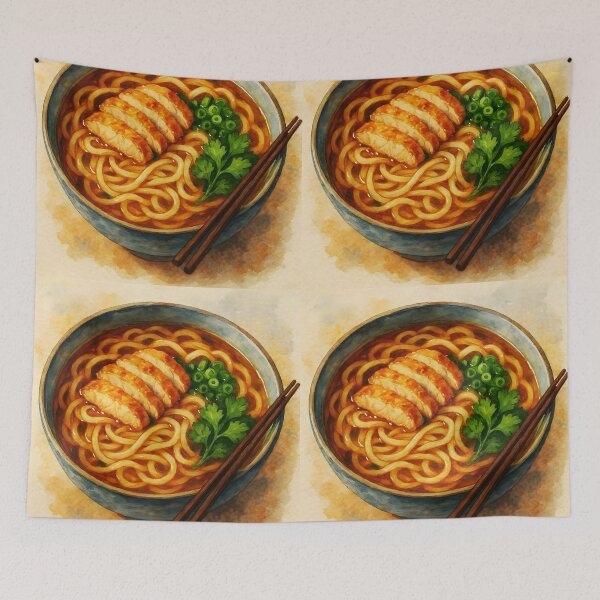 Item preview, Chicken Udon Soup – Asian Food Watercolor Illustration designed and sold by EmeraldeaArt.
