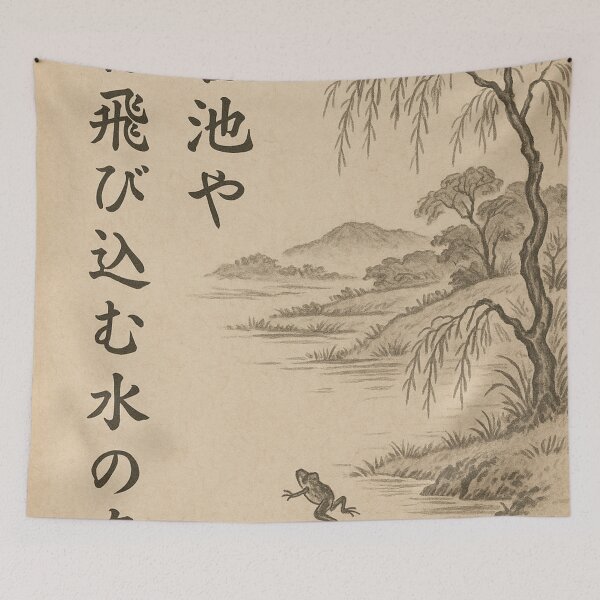 Item preview, Matsu Banshō haiku traditional Japanese block illustration  designed and sold by Oqueartecura.