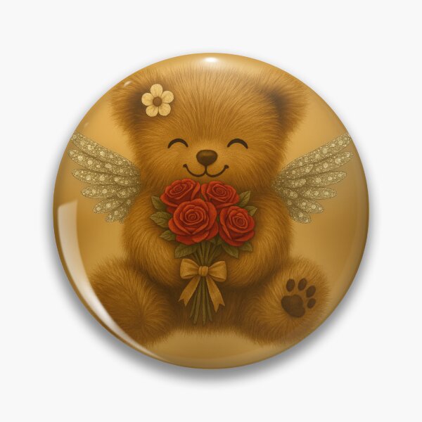 Item preview, Cute Teddy Bear with Wings and Roses – Romantic Gift designed and sold by alizo74.