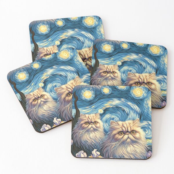 Item preview, Persian cats in van Gogh style of starry nights designed and sold by BritishDelights.