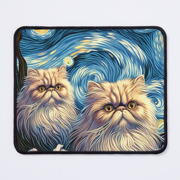 Item preview, Persian cats in van Gogh style of starry nights designed and sold by BritishDelights.