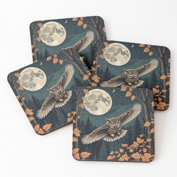 Item preview, Moonlit Owl in Autumn Forest designed and sold by purplesensation.