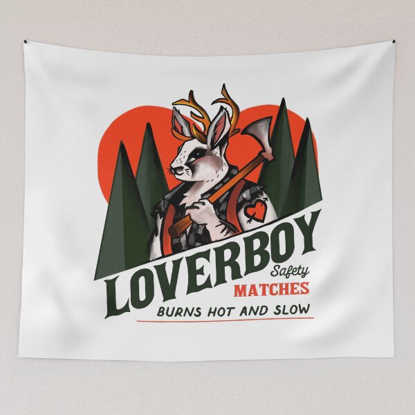 Item preview, Loverboy Safety Matches: Cute Jackalope Lumberjack Design designed and sold by The Whiskey Ginger Design Shop.