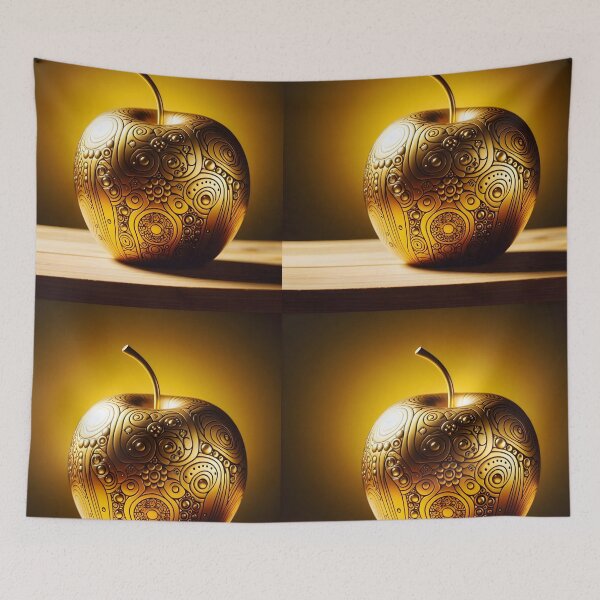 Item preview, Ornate Golden Apple – Unique Patterned Fruit Art designed and sold by EmeraldeaArt.