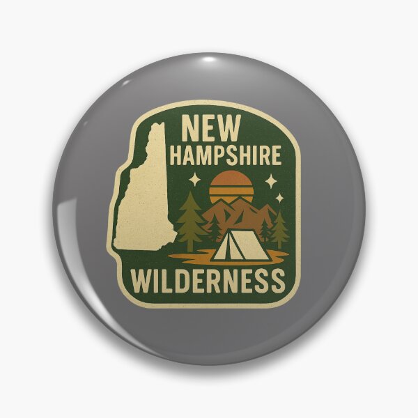 Item preview, Camping NH Wilderness Badge – New Hampshire Hiking Retro Design designed and sold by Youssef-BM.