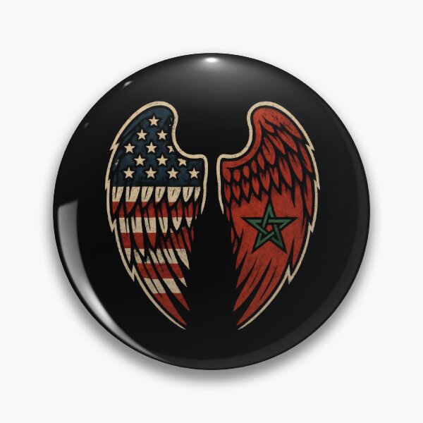 Item preview, Moroccan Flag American Flag Angel Wings Half Moroccan Half American designed and sold by DemureArtsy.