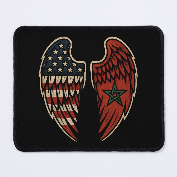 Item preview, Moroccan Flag American Flag Angel Wings Half Moroccan Half American designed and sold by DemureArtsy.